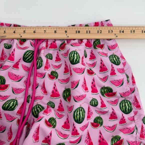 Happy Hour Swim Trunks Men Small Pink Watermelon Mesh Lined Shorts Elastic Waist - Picture 8 of 10